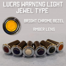 Warning Light Jewel - Amber Lens, Chrome Bezel