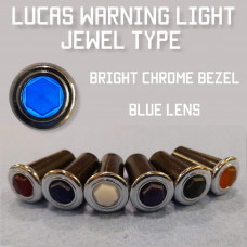 Warning Light Jewel - Blue Lens, Chrome Bezel
