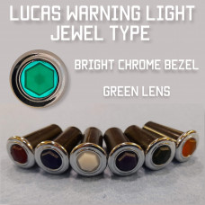 Warning Light Jewel - Green Lens, Chrome Bezel