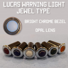 Warning Light Jewel - Opal Lens, Chrome Bezel