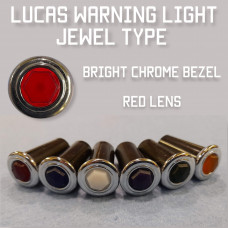 Warning Light Jewel - Red Lens, Chrome Bezel