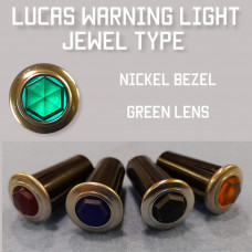Warning Light Jewel - Green Lens, Nickel Bezel