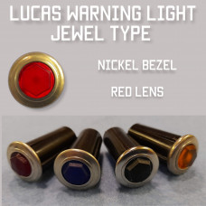 Warning Light Jewel - Red Lens, Nickel Bezel
